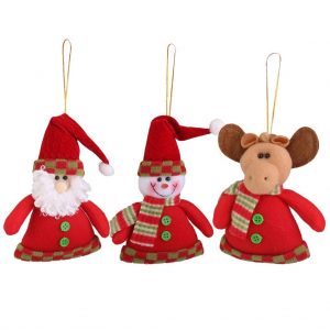 3pcs Adorno Muñeco de Nieve Ciervo Santa Claus Colgante Decoración para Árbol Navidad