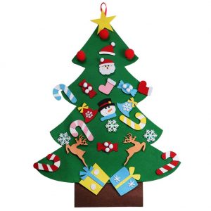 AerWo 3ft Bricolaje árbol de Navidad de Fieltro Con 26 Adornos Desmontables Regalos de Navidad de año Nuevo Para los niños de Pared de Puerta Decoración Colgante