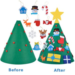 Cozywind 3D Arbol de Navidad de Fieltro, DIY Navidad Decoración Colgante Año Regalo para Niños