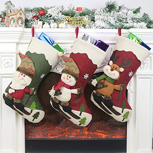 Xscoci 8 Piezas Medias navideñas,Calcetines Rellenos de Papá Noel,Adornos Creativos Utilizados para Chimeneas,Escaleras,árboles de Navidad,Bolsas de Dulces 