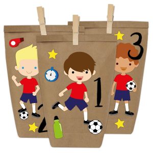Calendario de Adviento DIY - Futbolista (edición Bayern) para Pegar - con 24 Bolsas de Papel para Rellenar - Navidad 2018