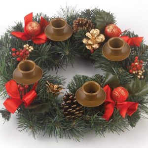 Rojo cinta y bayas corona de adviento
