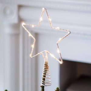 Lights4fun Decoración para Copa de árbol de Navidad en Forma de Estrella con MicroLED a Pilas