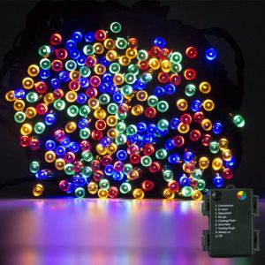 Luces de la secuencia funciona con pilas, 200 luces de hadas del LED 20M / 66FT, 8 modos de iluminación Luces decorativas impermeables IP44 para el jardín, boda, partido de Navidad