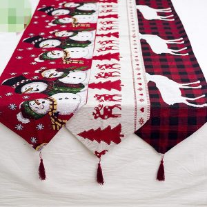 Camino de Mesa de Navidad, decoración de vajilla de Navidad, Mesa de Navidad de Lino para cenas de Navidad (180 x 35 cm)