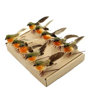 yolococa 10pcs Robin pájaro árbol de Navidad decoración manualidades muy bonito Artificial de plumas