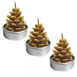 3 Piezas Tealight Velas - cono estilo artesanal delicada decoración velas tealight sin humo para feliz Navidad fiesta de Navidad Home Decor