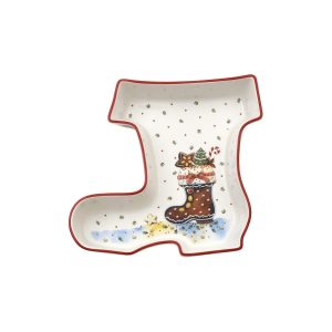 Villeroy & Boch Winter Bakery Delight Bol en Forma de Bota, Porcelana Premium, Marrón/Blanco