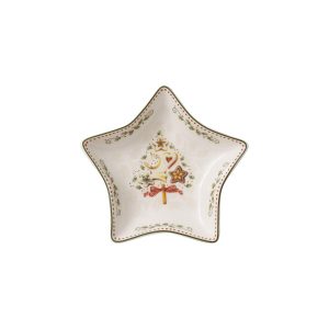 Villeroy & Boch Winter Bakery Delight Bol pequeño en Forma de Estrella Árbol, Porcelana Premium, Rojo/Beige