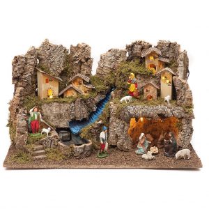 Holyart Portal de belén con Fuego, Luces, Cascada y Cueva 40x58x38, Vacío