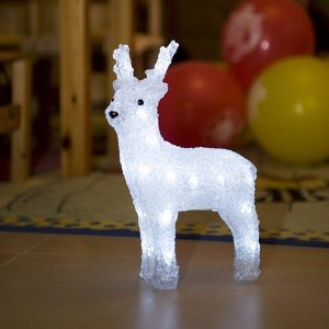 Konstsmide Acrylic reindeer 23cm, LED Apto para uso en interior 24lámpara(s) LED Blanco - Iluminación decorativa (LED, 24 lámpara(s), LED, Blanco, Blanco, Batería, 320 mm) [Clase de eficiencia energética A]