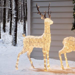 Lights4fun Decoraci/ón Navide/ña Luminosa Pap/á Noel con LED Blancos para Interiores y Exteriores
