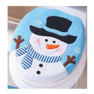 SMARTLADY Navidad Fundas para Asientos de Inodoro,Monigote de Nieve con una Cara Sonriente Linda Xmas Hogar Decoración [Clase de eficiencia energética A]