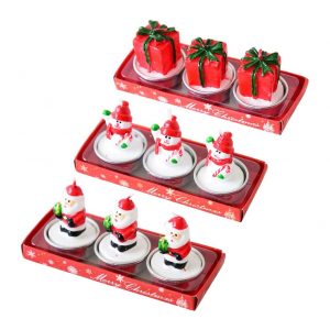 YeahiBaby 3 Piezas de Velas de Navidad de Papá Noel Muñeco de Nieve Caja de Regalo Adornos de Mesa de Navidad