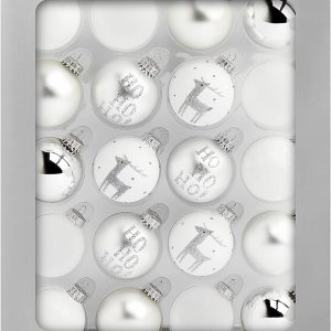 KREBS & SOHN - Juego de 20 Bolas de Cristal para Colgar para árbol de Navidad, Color Blanco, Plata y Purpurina