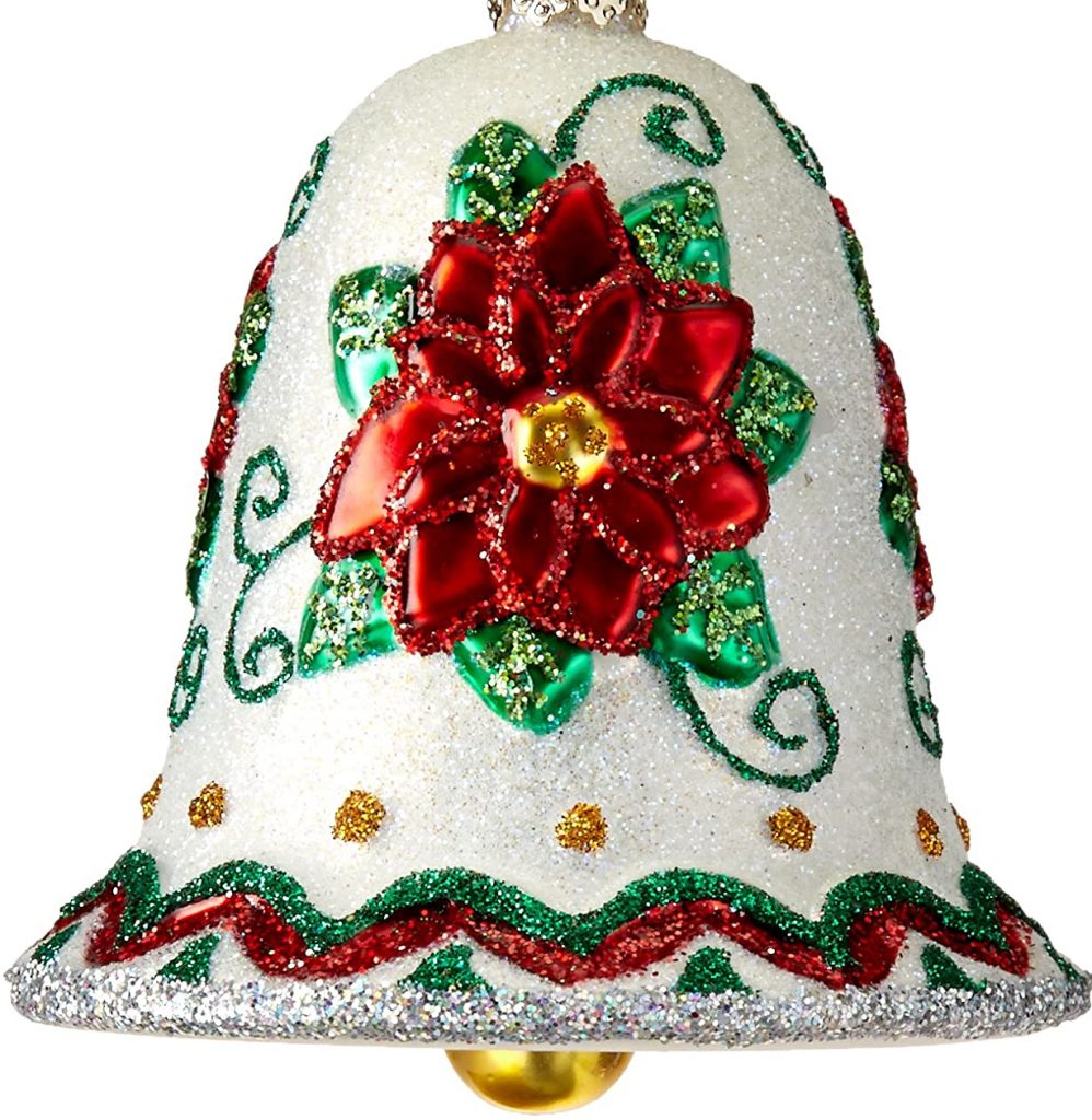 Adornos soplados de Cristal de Navidad del Viejo Mundo para la Campana de Poinsettia del árbol de Navidad