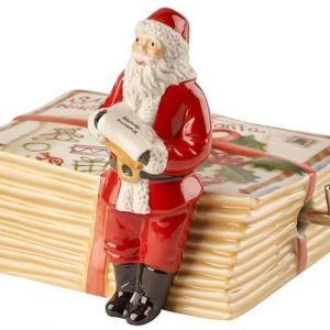 Villeroy & Boch Nostalgic Melody Caja de música Papá Noel sobre Postales, Porcelana, Beige/Rojo, Santa auf Briefen