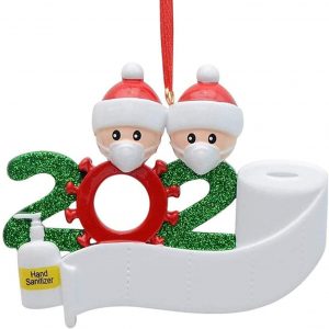 Kit de Adorno navideño con mascarilla, Decoraciones Colgantes de árbol de Navidad de superviviente de cuarentena 2020, Regalo Creativo para Amigos de la Familia (Familia de 2)