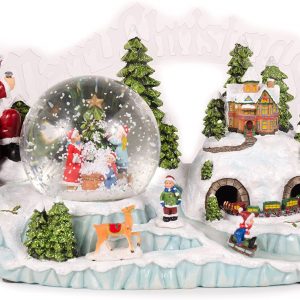 WeRChristmas - Bola de Nieve con música e iluminación (30 cm), diseño de Escena navideña y Tren