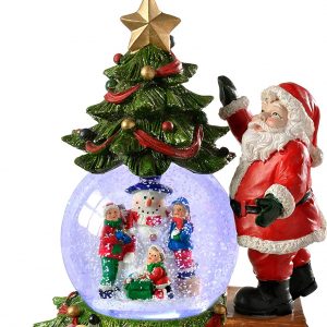 WeRChristmas Decoración navideña Musical Papá Noel, árbol y Bola de Nieve Que Cambia en múltiples Colores de 23 cm