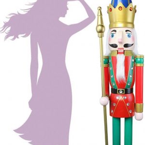 CDL XL/5 pies/150 cm/5 pies/5 pies/150cm tamaño natural grande/gigante rojo Navidad de madera Cascanueces rey y ornamento de soldado muñeca regalo Escaparate/Casa Decorativo K18