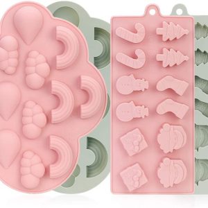 Moldes de Silicona para Chocolate, Antiadherente Arcoíris Moldes Reposteria, Juego de 4 Navidad Moldes Silicona de Horno para Hacer Cubo de Hielo Gelatina Bizcochos Galletas Gominolas